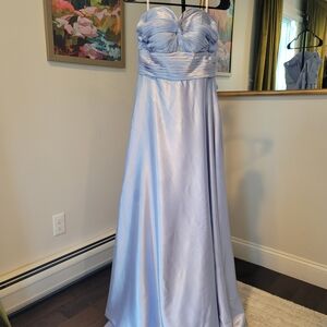 NWT Strapless Ruched Lavender Satin Gown Corseted / Pockets Size 2